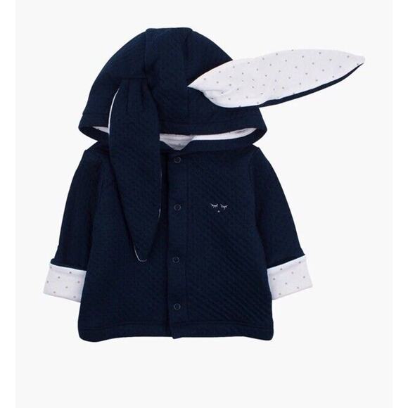 LIVLY Stockholm Blue, Bunny Rabbit Sweater Cardigan With Ears 12-18 Months $60 - Picture 1 of 11